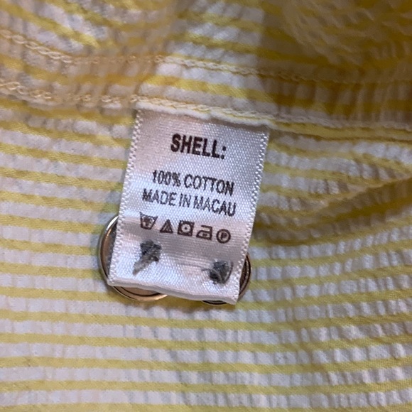 Cavi Yellow Seersucker Short Sleeve Shirt Metal Buttons - Picture 7 of 7
